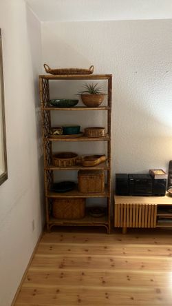 Rattan shelf bookcase (5 shelf)