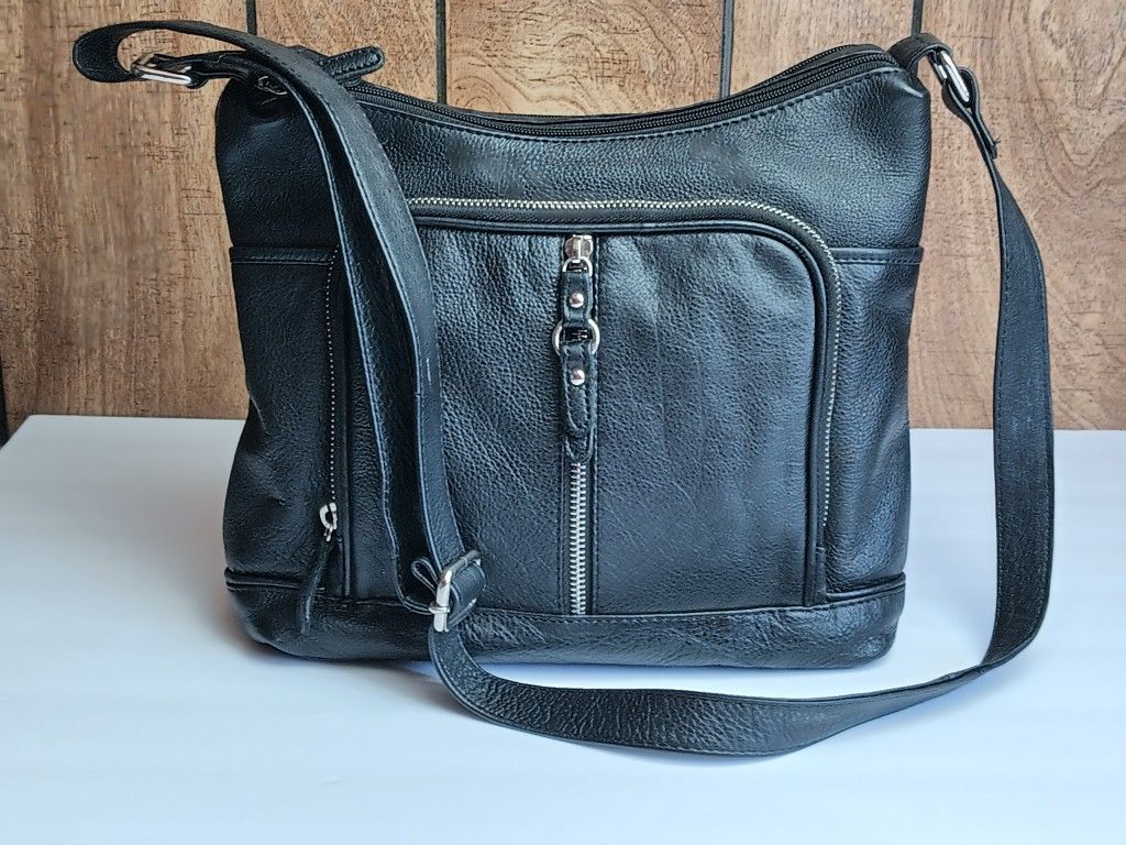 Great American Leather Works Black Pebbled Leather Crossbody Bag