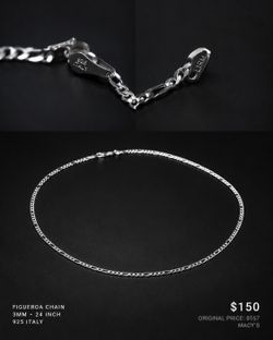 Figaro 24 in 3mm 925 silver Chain