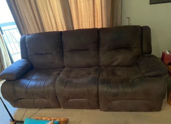 Brown Microfiber 3-Seat Recliner Sofa