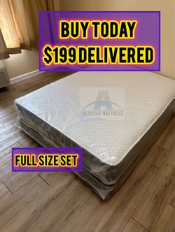 NEW FULL SIZE 54x75” MATTRESS AND BOX SPRING-2pcs