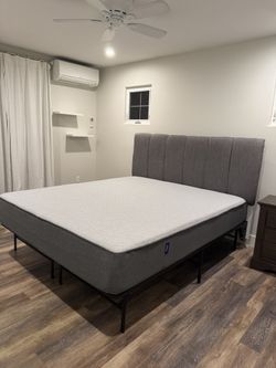 CA King Grey Bed Frame + Headboard