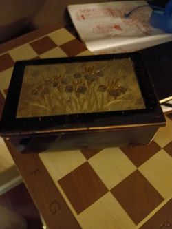 Vintage Wooden Jewelry Box with Floral Engraving