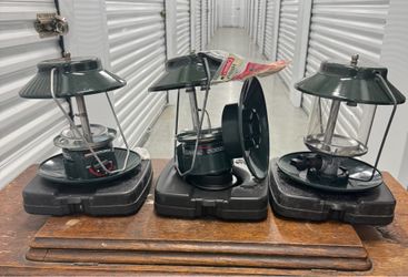 3 Coleman Propane Lanterns with Original Hard Cases – As Is