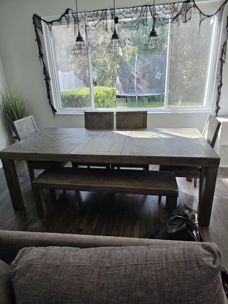 Herringbone Wood Dining Table