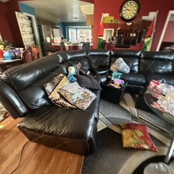 black leather couch