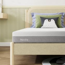 Novilla Twin XL Mattress, 6-Inch Gel Memory Foam Mattress for Cool Night Sleep & Pressure Relief，Medium Firm XL Twin Size in a Box, Bliss