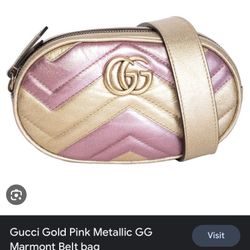Authentic Gucci Matelasse Gold And Pink Belt Bag