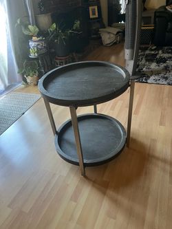 Gray round end table
