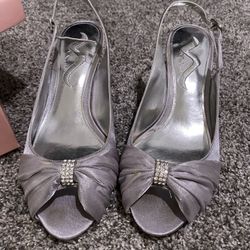 Nina Silver Heels Women Size 10 Wedding, Dress Heels