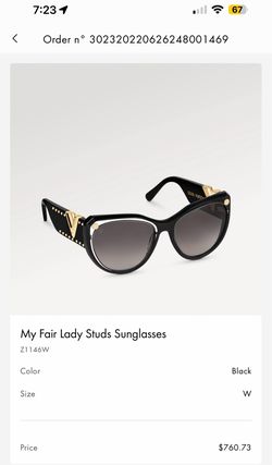 Authentic Louis Vuitton Sunglasses Black Gold Clear My Fair Lady Studs Z1146W 91
