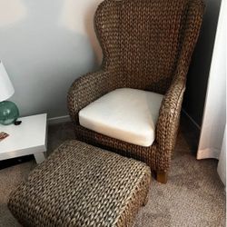 Pottery Barn Seagrass Wingback Accent Chair With Ottoman 