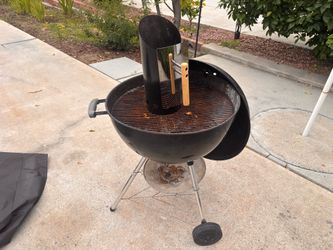 Weber BBQ grill with chimney and cover
