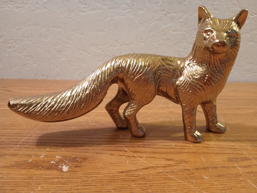 Shinny Little Brass Fox Figurine