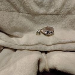 Elegant Pink Tear Shaped Pendant Marked 925 Sterling Silver 