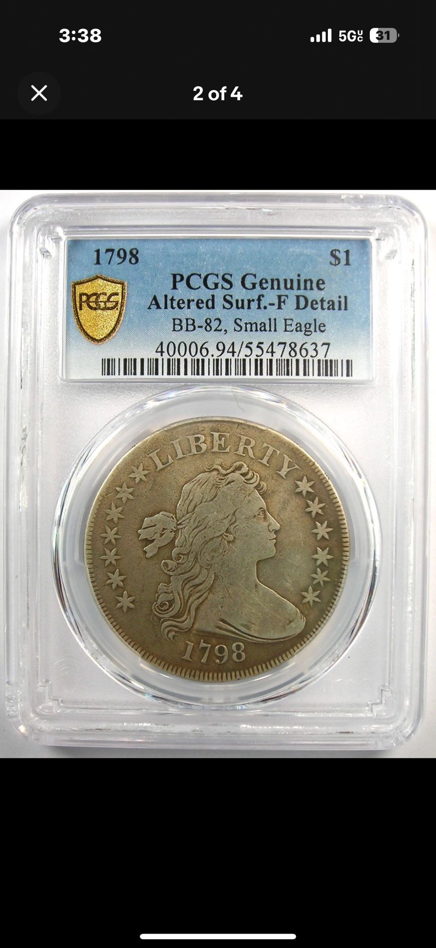 1798 USA Draped Bust Dollar small Eagle 13 Star Coin