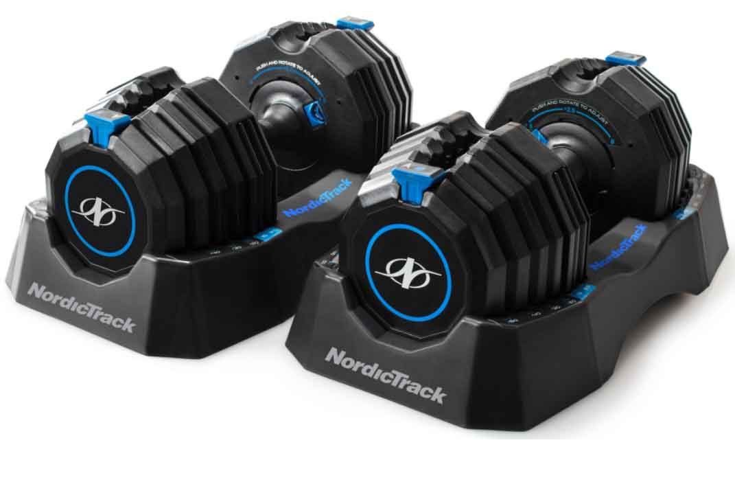 Set Of Like New Nordictrack Adjustable 50 Lb Dumbbells