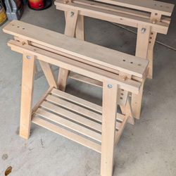 IKEA Desk Legs Trestles Solid Birch Unfinished