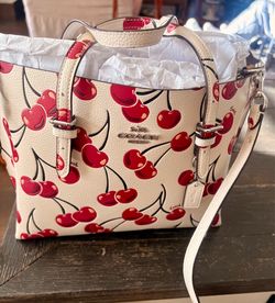 Coach Mollie Tote Bag 25 With Cherry Print