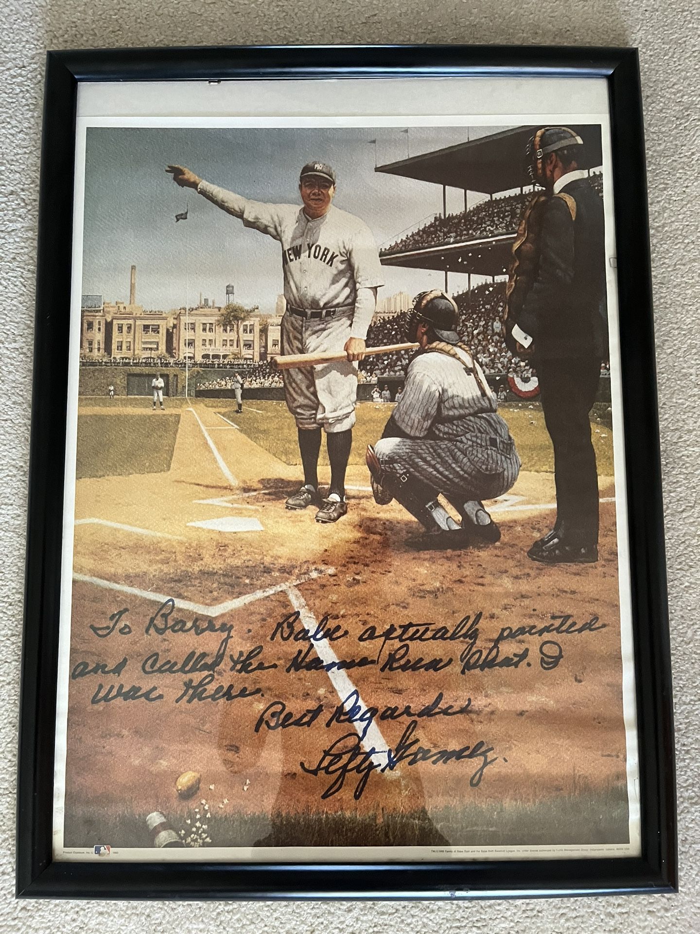 Babe Ruth Famous 1932 Called Shot Homerun Painting Poster In Frame