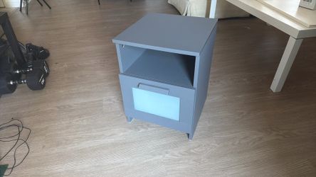 Gray Nightstand / End Table – Drawer + Open Shelf