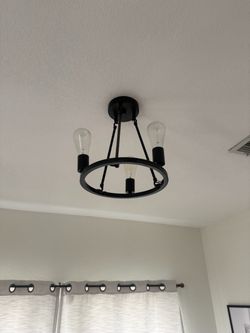 Black 3-Light Industrial Ring Ceiling Light