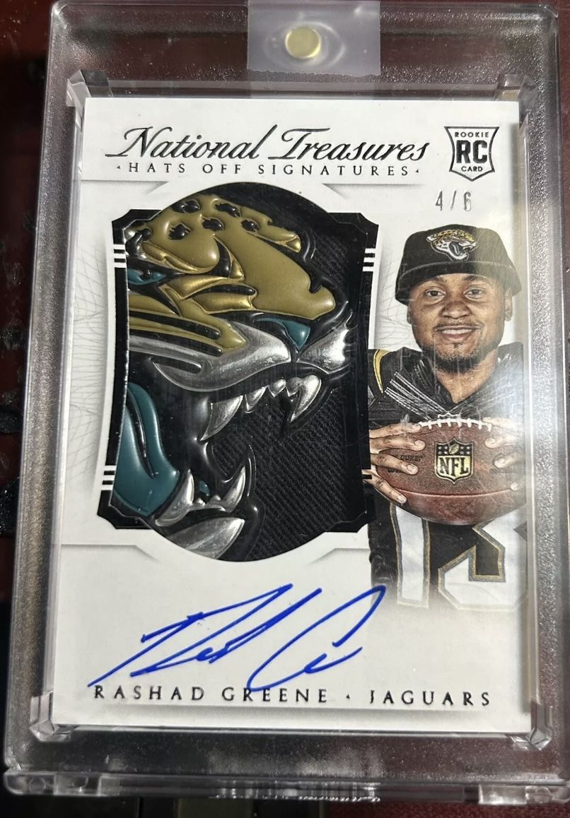 National treasures Rashad Greene jumbo patch on Card auto rookie 4/6