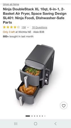 Ninja DoubleStack XL 10qt, 6-in-1, 2-Basket Air Fryer, Space Saving Design SL401: Ninja Food