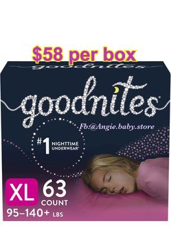 Goodnites size XL for girls