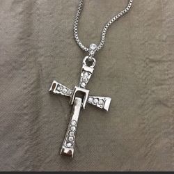WGP stamped crystal cross pendant necklace