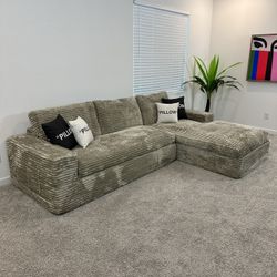 New Large Camel Beige Cloud Sectional Sofa Couch