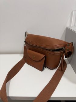 Brown belt/crossbody/fanny bag with mini wallet