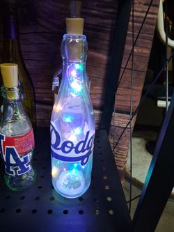 LA DODGERS &ANGELS GLASS BOTTLE LIGHTS