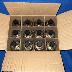 16oz Glass Bottles, 12 Pack Clear Glass Storage Bottles Sets with Lids