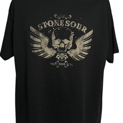 Vintage 2007 Stone Sour Band Skull Wings Metal T-Shirt Men’s 2XL Black - Bravado