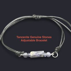 Tanzanite Genuine Stones Adjustable Cord Bracelet RARE