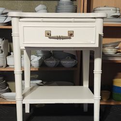 Wood One-Drawer Nightstand End Table, Creamy Beige