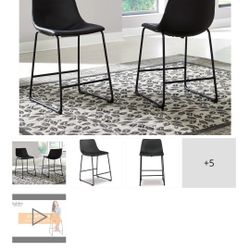 Ashley Centiar Counter Height Bar Stool with Upholstered Bucket Seat (Set of 2)