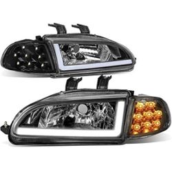 LA Zona Auto Parts 92 to 95 Honda Civic 2 door LED DRL Headlights Luces Micas Calaveras Faros Focos Luz Light 