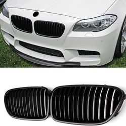 F10 Grille, Front Kidney Grill for 2010-2016 BMW 5 Series F10 F11 And F10 M5 (Single Slat Gloss Black Grill, 2-pc Set)