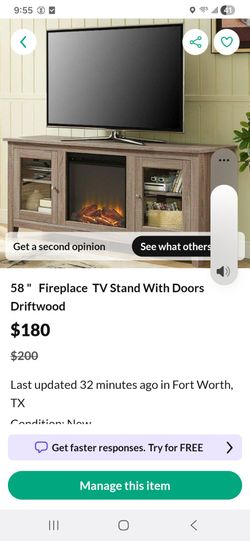 58" Fireplace TV Stand With Doors Driftwood  $150
