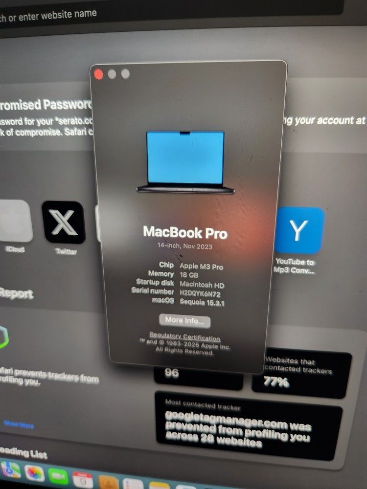 Macbook Pro 2023 14" M3 pro 16 Gig 512 Gig