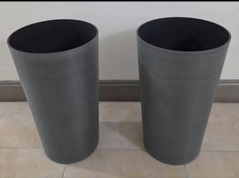 *** NEW LOW PRICE *** PAIR of 22" Tall Gray Resin Planters with Inserts (2 for $60) @ Lasting Creations