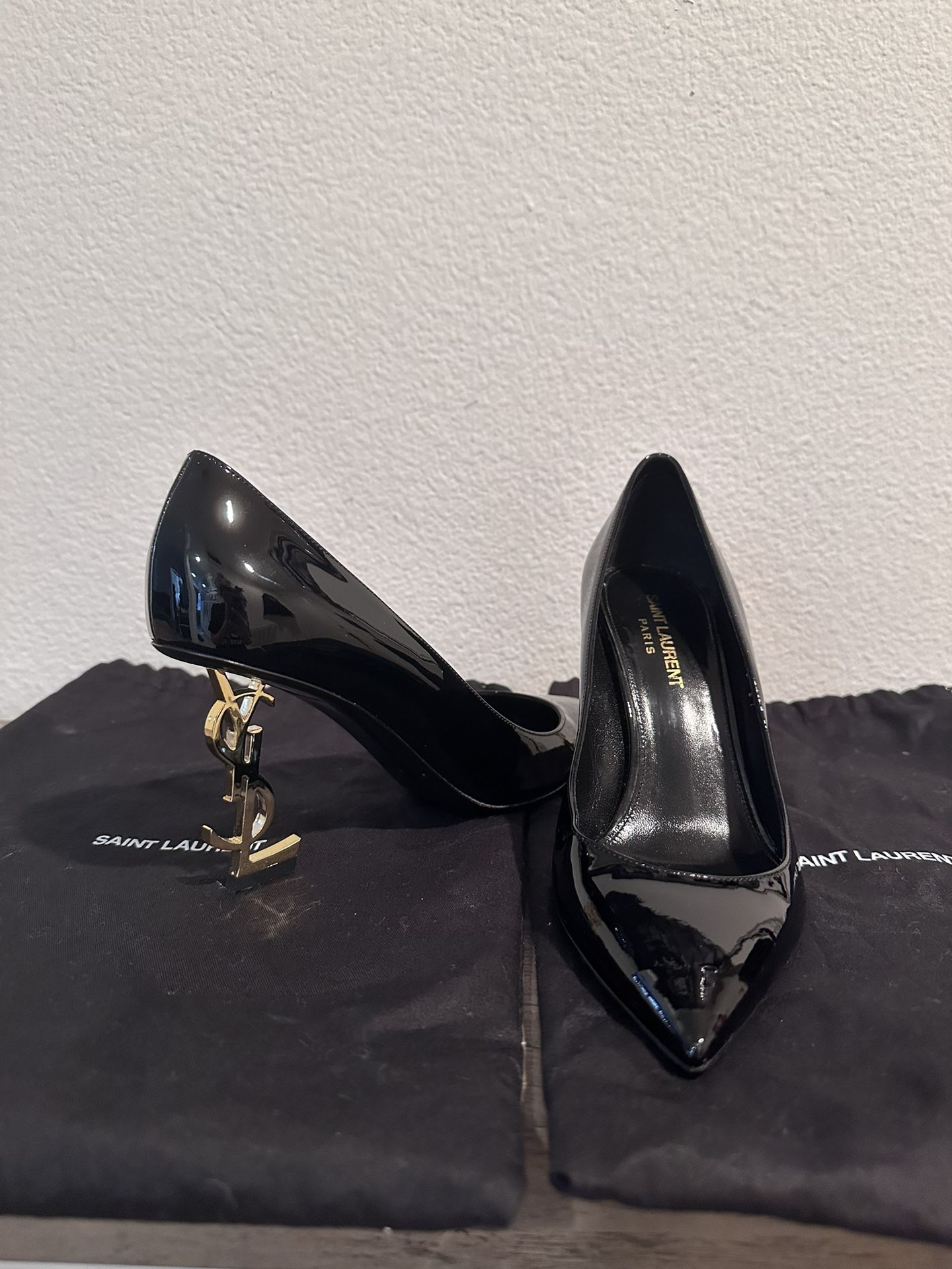 Saint Laurent Black & Gold Opyum Heels 85mm