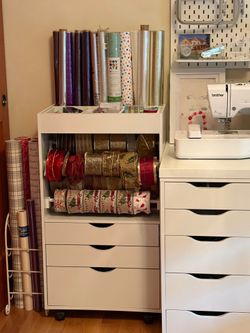 Nice Modular Mobile Wrapping Paper Ribbon Organization Storage Cart
