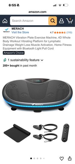 Black-MERACH 4D Whole Body Vibration Plate Exercise Machine w/ Bluetooth