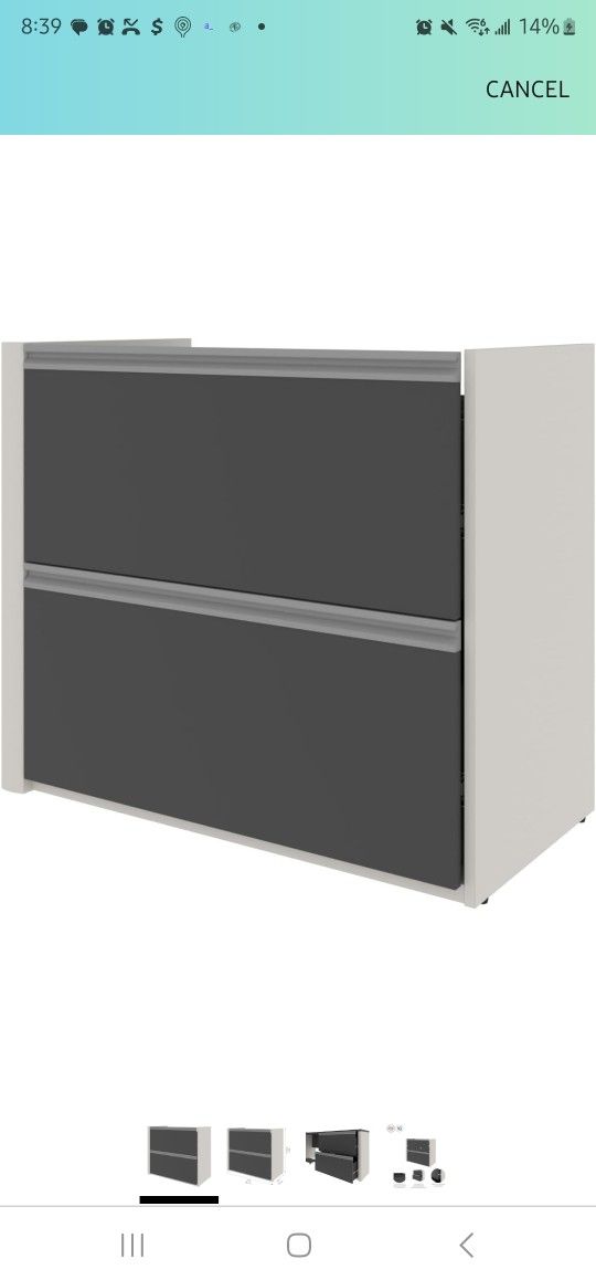 Bestar Connexion Add-On 2 Drawer Lateral File Cabinet, 34W, Slate/Sandstone