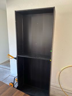Black wooden bookshelf (shelves included)