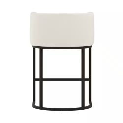 Set of 4，Modern Bar Stool White Upholstered Black Metal Base