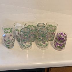 Waverly Six Glasses. sweet Violet. Face vase.